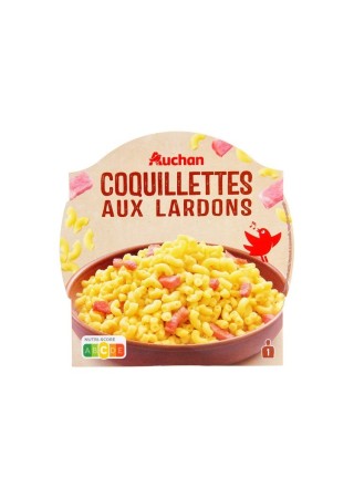 Auchan coquillettes aux lardons 300 gr