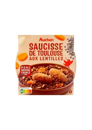 Auchan saucisse de Toulouse aux lentilles 300 gr